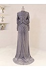 Lunessa Drape Detay Abiye - Gri - MN-5989