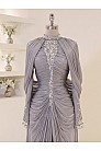 Lunessa Drape Detay Abiye - Gri - MN-5989
