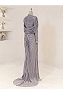 Lunessa Drape Detay Abiye - Gri - MN-5989
