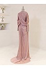 Lunessa Drape Detay Abiye - Pudra - MN-5993