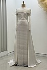 Omuz Drape Detaylı Griselda Abiye - Beyaz - MN-5044