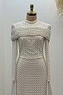 Omuz Drape Detaylı Griselda Abiye - Beyaz - MN-5044