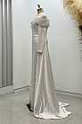 Omuz Drape Detaylı Griselda Abiye - Beyaz - MN-5044