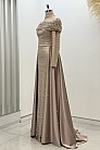 Omuz Drape Detaylı Griselda Abiye - Gold - MN-5045
