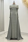 Omuz Drape Detaylı Griselda Abiye - Mint - MN-5047