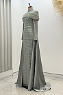 Omuz Drape Detaylı Griselda Abiye - Mint - MN-5047