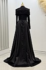 Omuz Drape Detaylı Griselda Abiye - Siyah - MN-5046