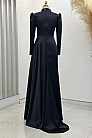 Önü İşlemeli Verona Abiye - Siyah Mint - MN-4770