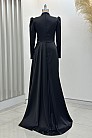 Önü İşlemeli Verona Abiye - Siyah Saks - MN-4771