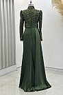 Papyon Detay Saten Merva  Abiye - Haki - MN-4787