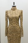 Salkım Boncuk Detay Melinda Abiye - Gold - MN-5049