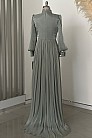 Şifon Ve Boncuk İşlemeli Nadia Abiye - Mint - MN-4817