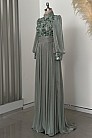 Şifon Ve Boncuk İşlemeli Nadia Abiye - Mint - MN-4817