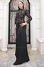 Taş İşlemeli Drapeli Saly Abiye - Siyah - MN-5355