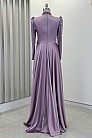 Taş İşlemeli Saten Flowers Abiye - Lila - MN-4779