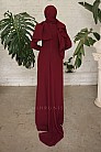 Taş İşlemeli Zarif Rozary Tesettür Abiye - Bordo - MN-5178