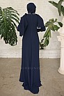 Taş İşlemeli Zarif Rozary Tesettür Abiye - Lacivert - MN-5179