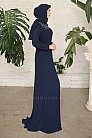 Taş İşlemeli Zarif Rozary Tesettür Abiye - Lacivert - MN-5179