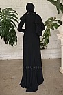 Taş İşlemeli Zarif Rozary Tesettür Abiye - Siyah - MN-5176