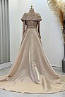 Tasarım Pile Drape Detay Lima Abiye - Gold - MN-4810