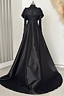 Tasarım Pile Drape Detay Lima Abiye - Siyah - MN-4865