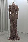 Tül İşlemeli Tasarım Elenor Abiye - Bronz - MN-5057