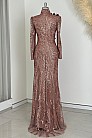Yaprak Detay İşlemeli Amara Abiye - Bronz - MN-4806