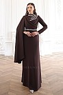 Zarif Pelerinli Taş İşlemeli Lina Abiye  - Kahve - MN-5373